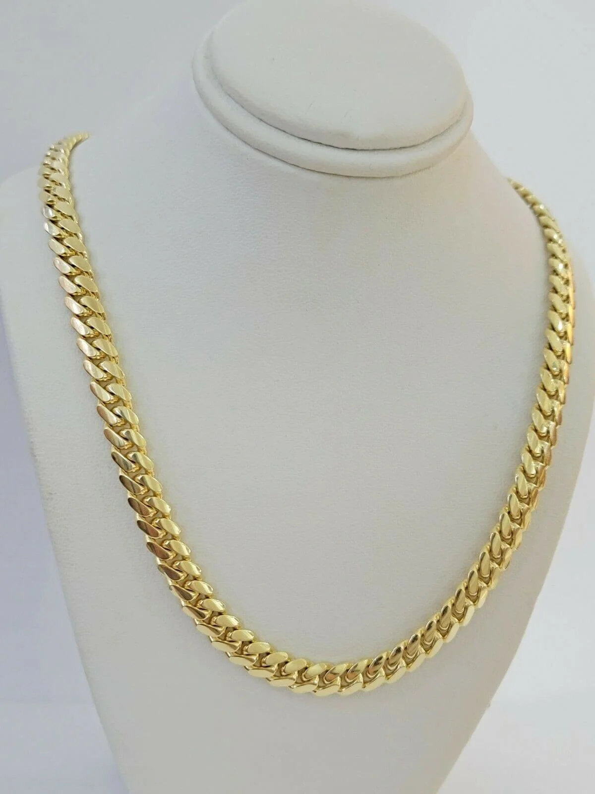 Solid 10k Gold Chain Miami Cuban Link Necklace 7mm 22"10kt Yellow Gold Mens REAL - Image 4
