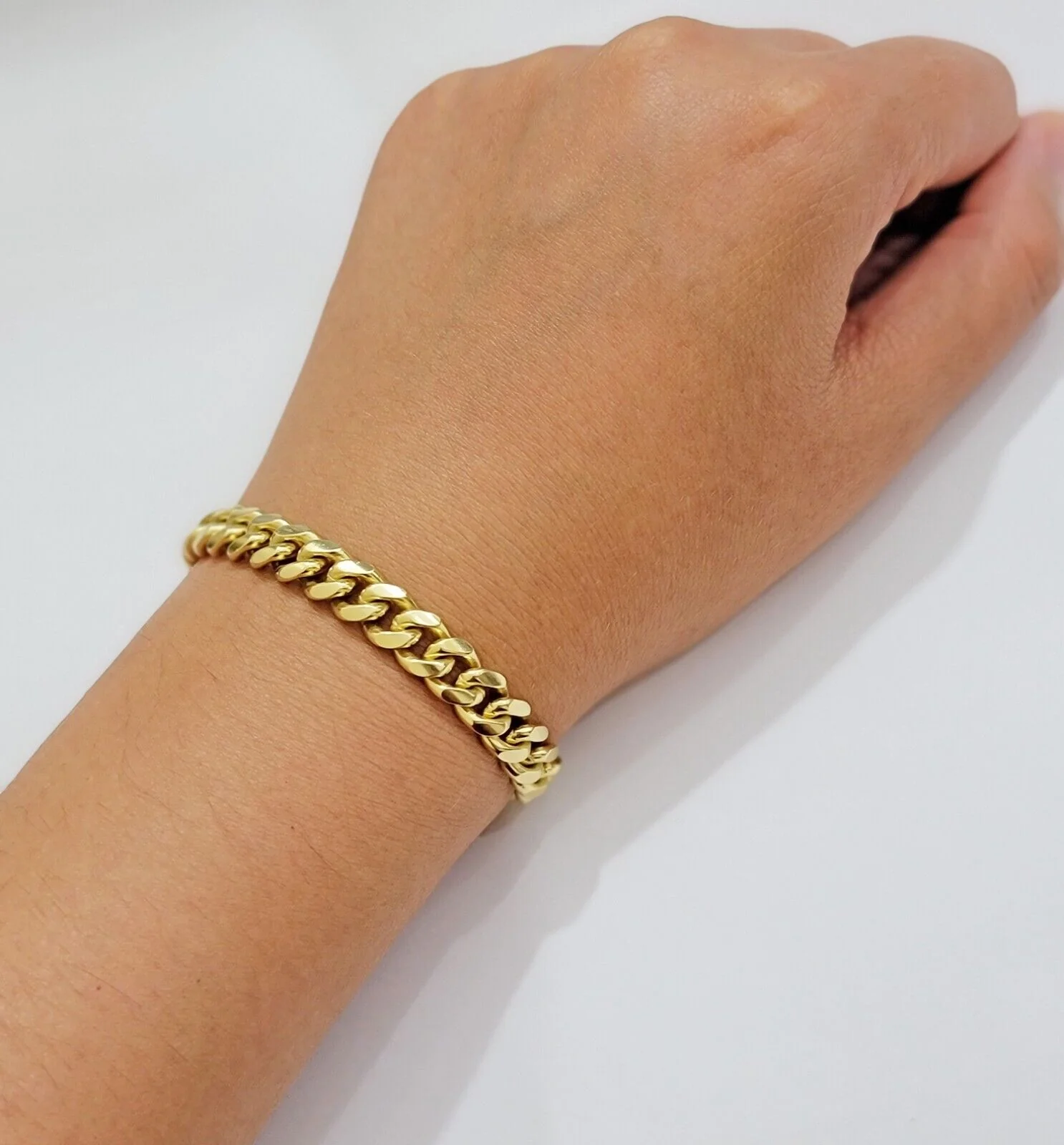 Solid 10k Gold Cuban Link Bracelet 8mm 7" Miami Cuben REAL 10kt Yellow Gold Mens - Image 3