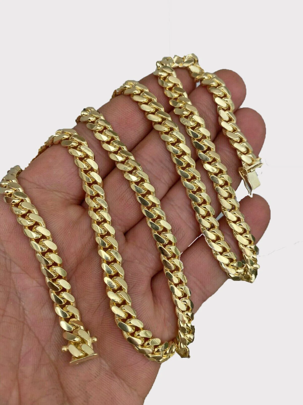 Solid 10k Gold Chain Miami Cuban link Necklace 4mm-8mm & 20"- 28" For Men - Image 3