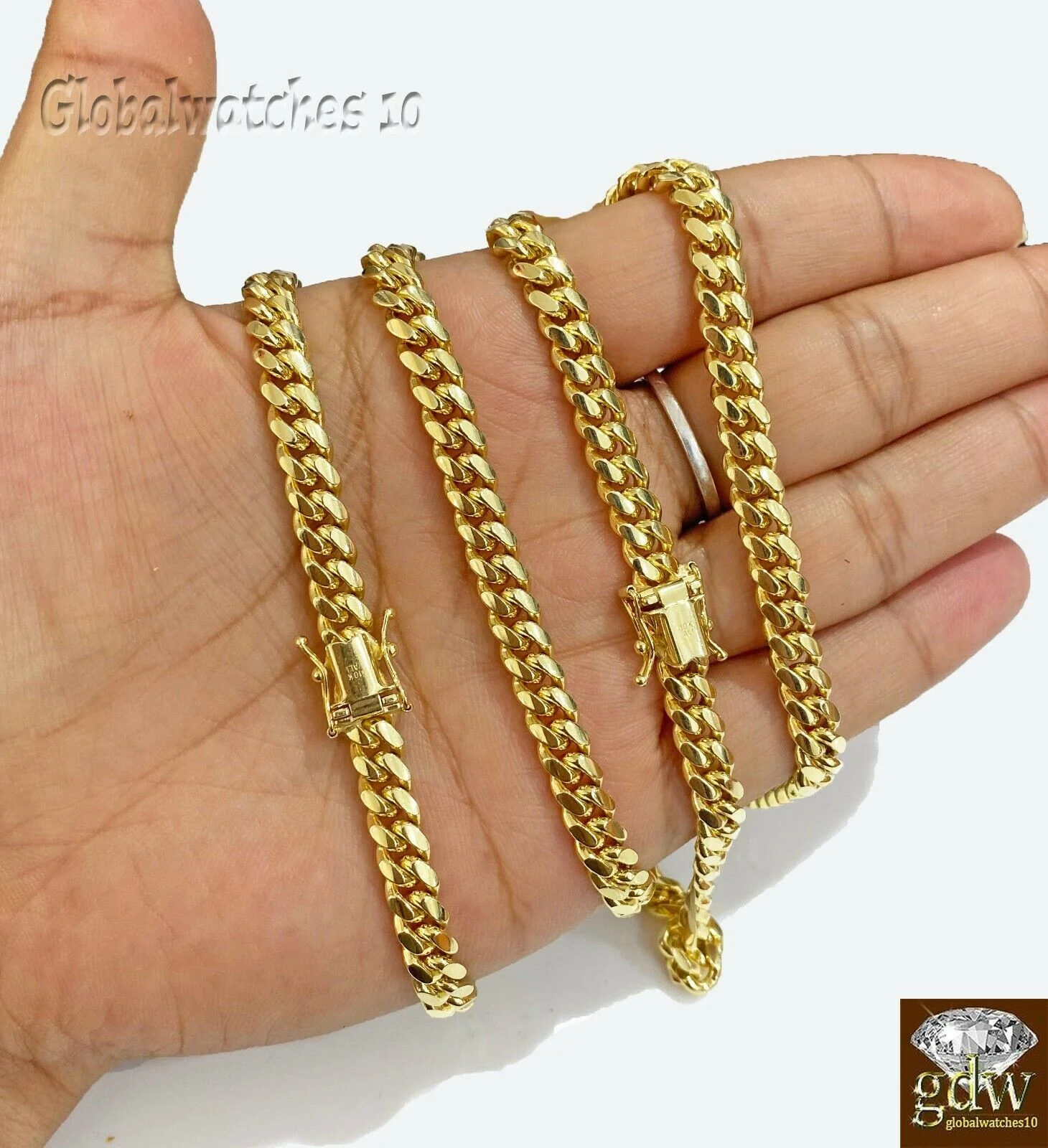 Solid 10k Gold Miami Cuban Link Chain Necklace & Bracelet Set Box Lock Men Heavy - Image 10