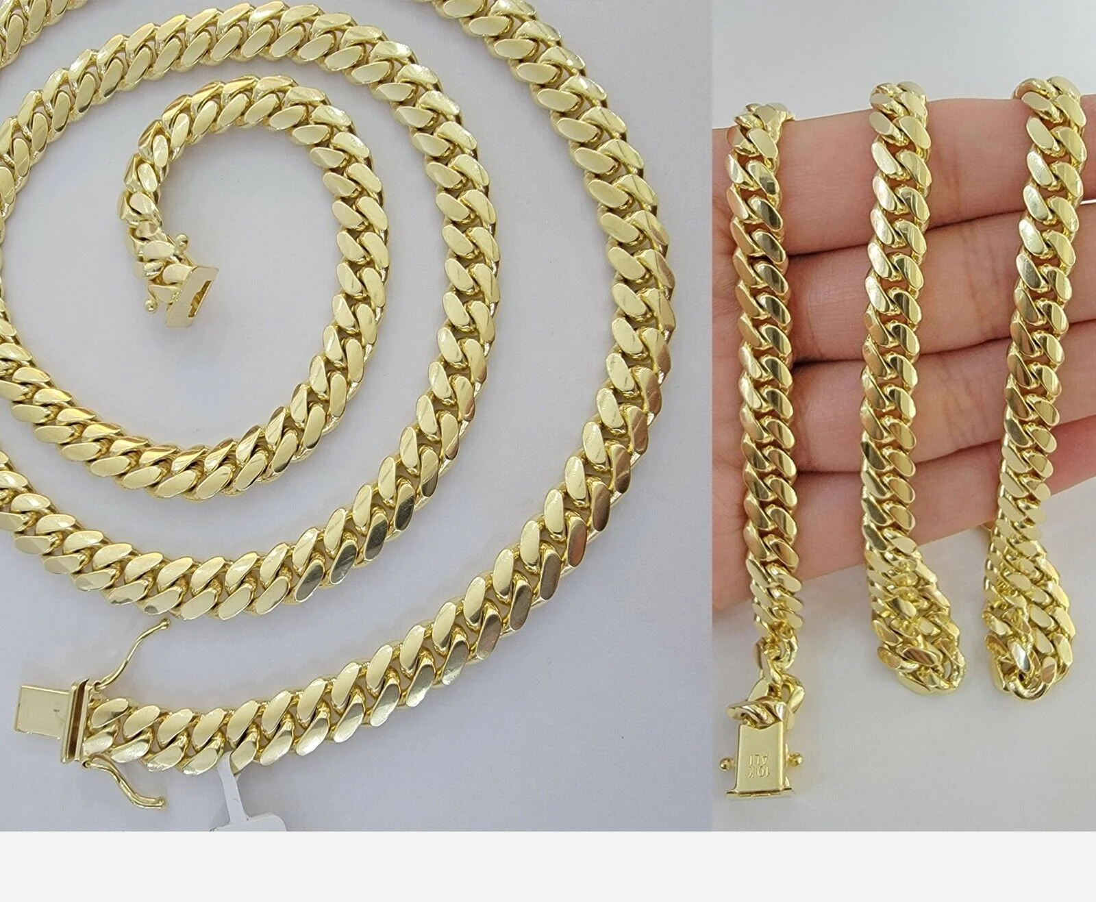 Solid 10k Gold Miami Cuban Link Necklace 20" 7mm Chain REAL 10 KT Men Women - Image 6