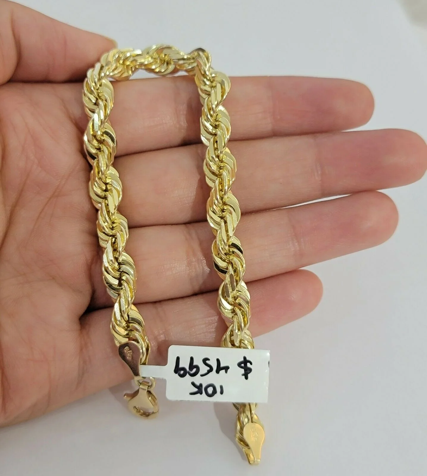 Solid 10k Real Gold Rope Bracelet 7mm 8" Inch 10kt Yellow Gold STRONG & HEAVY - Image 2
