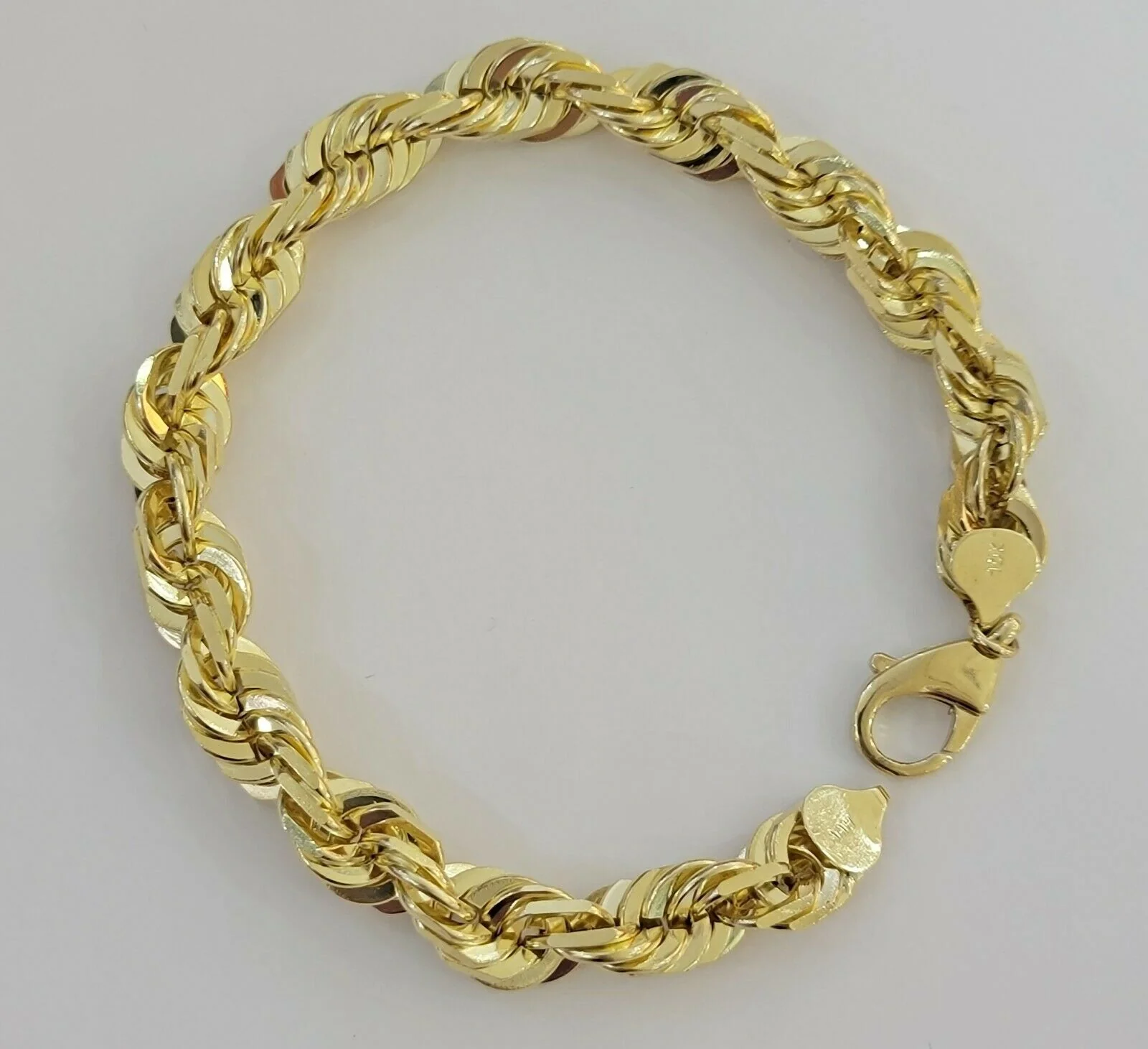 Solid 10k Real Gold Rope Bracelet Mens 10mm 8" Inch 10kt Yellow Gold THICK&HEAVY - Image 2