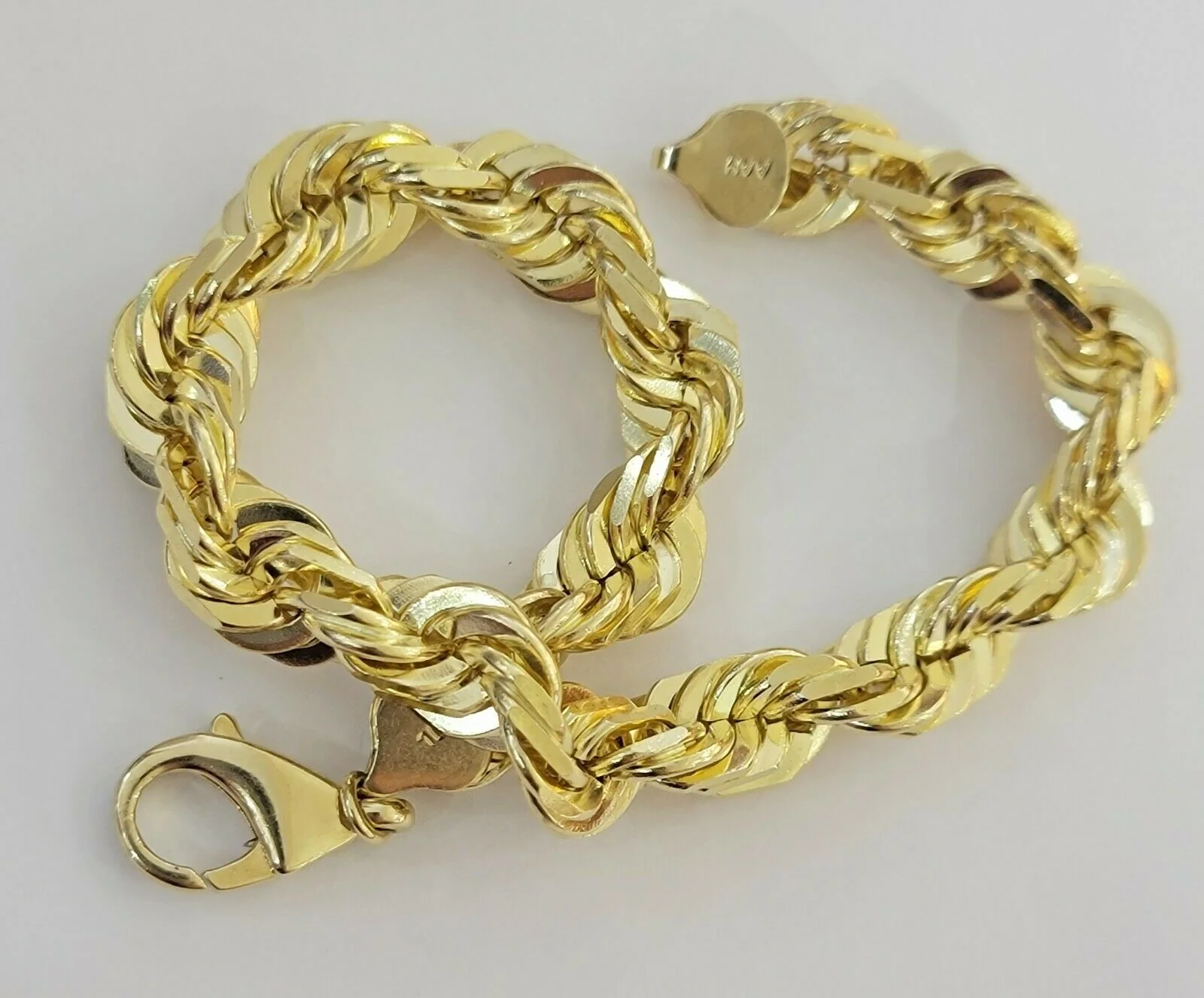 Solid 10k Real Gold Rope Bracelet Mens 10mm 8" Inch 10kt Yellow Gold THICK&HEAVY - Image 3