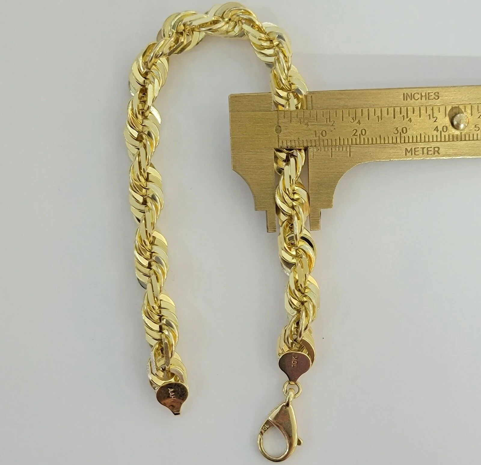 Solid 10k Real Gold Rope Bracelet Mens 10mm 9" Inch 10kt Yellow Gold THICK&HEAVY - Image 5