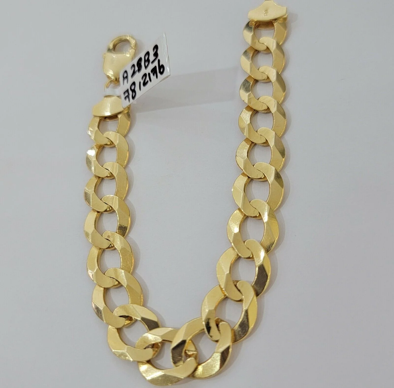 Solid 10k Yellow Gold Cuban Curb link Bracelet 9" 13mm Real 10kt Real Gold Sale - Image 4