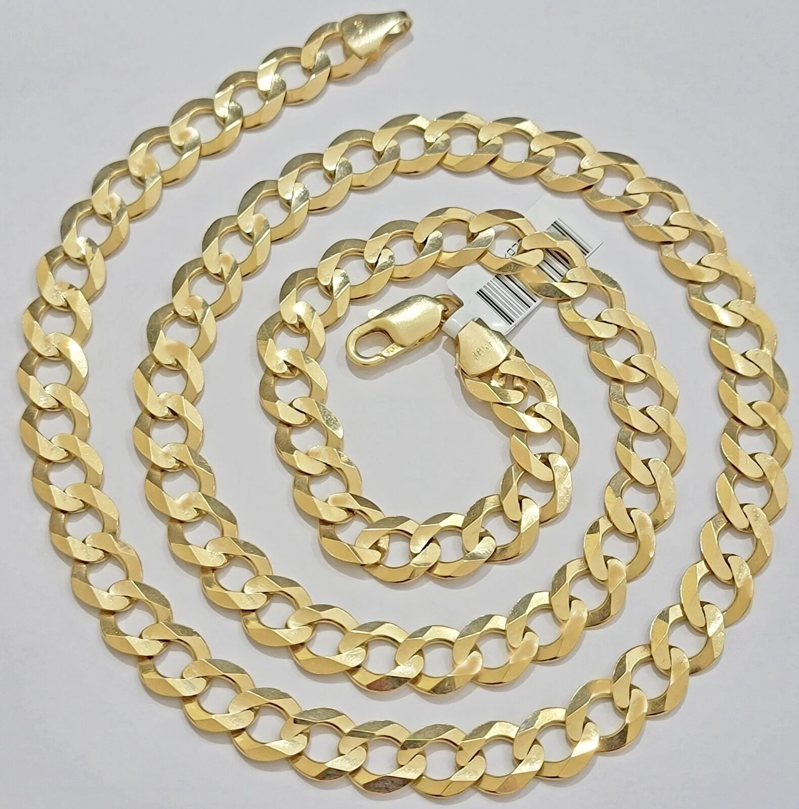 Solid 10K Yellow Gold Cuban Curb Link Chain Necklace 9mm 22 Inch Mens, Real 10kt - Image 8