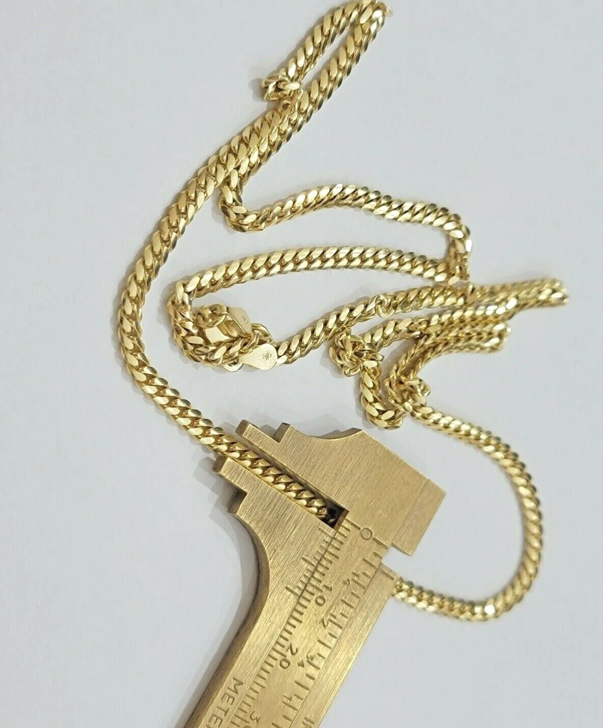 Solid 10k Yellow Gold Cuban link Chain & Nugget Charm Pendant Necklace 4mm 26 Inch - Image 7