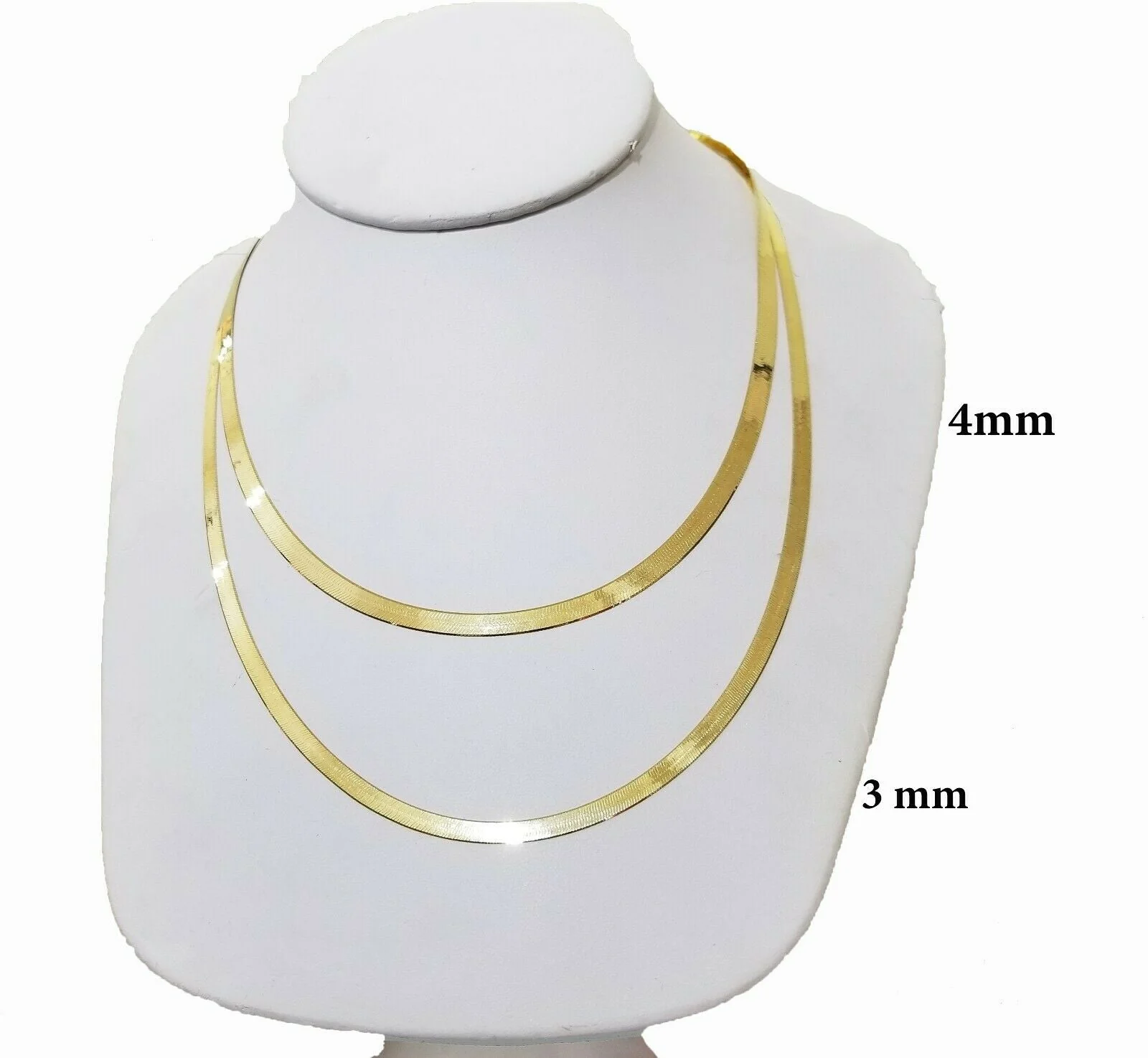 Solid 10k Yellow Gold Herringbone Necklace 18"-24" Inch 3mm 4mm REAL 10kt Chain - Image 2