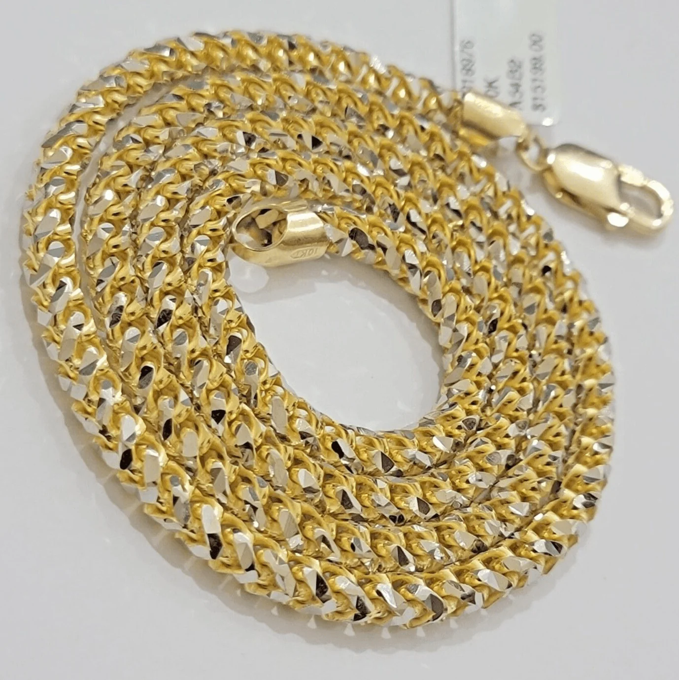 Solid 10k Yellow Gold Palm Box Chain Necklace Diamond cuts 4mm 26" Real 10KT