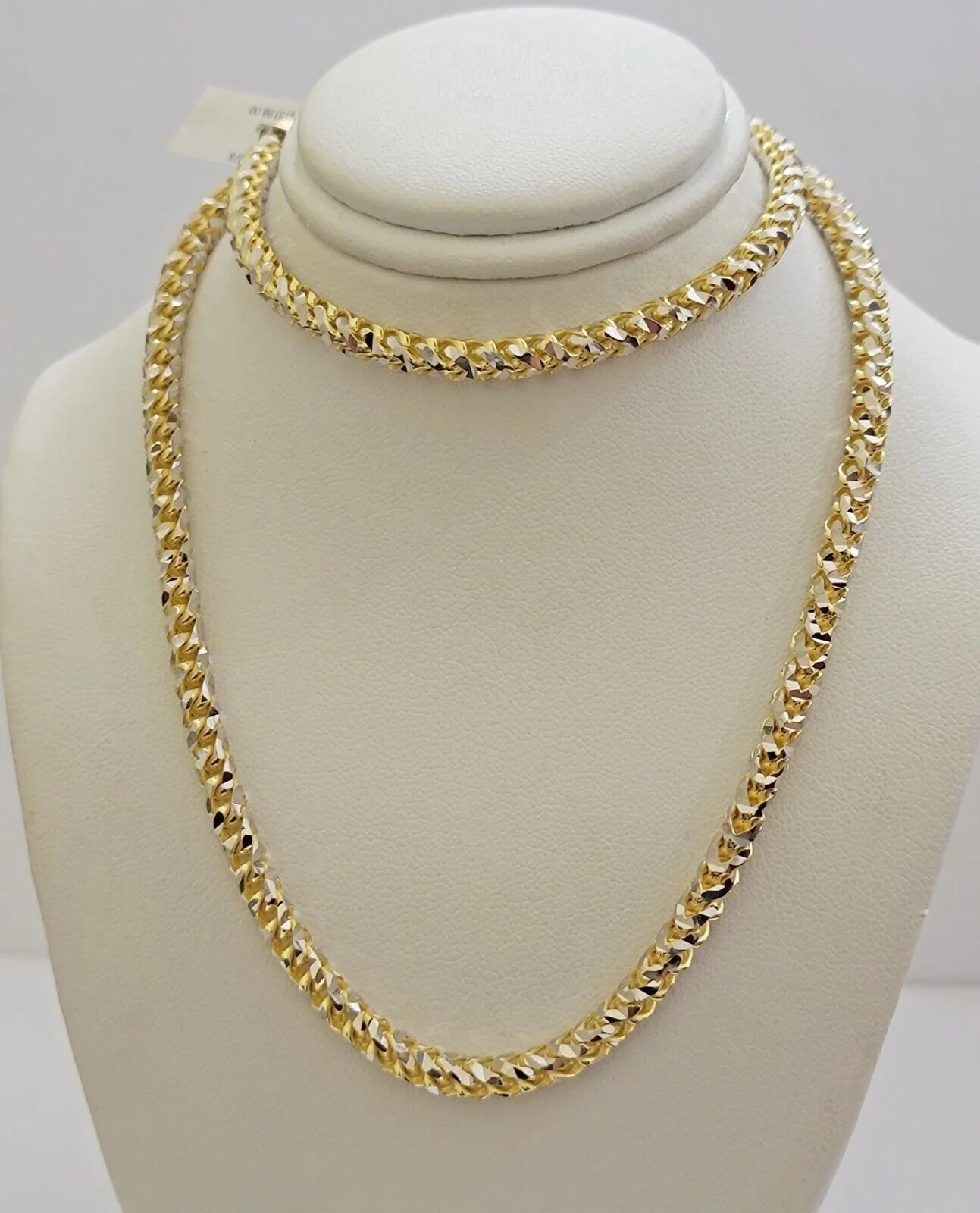 Solid 10k Yellow Gold Palm Box Chain Necklace Diamond cuts 4mm 26" Real 10KT - Image 5