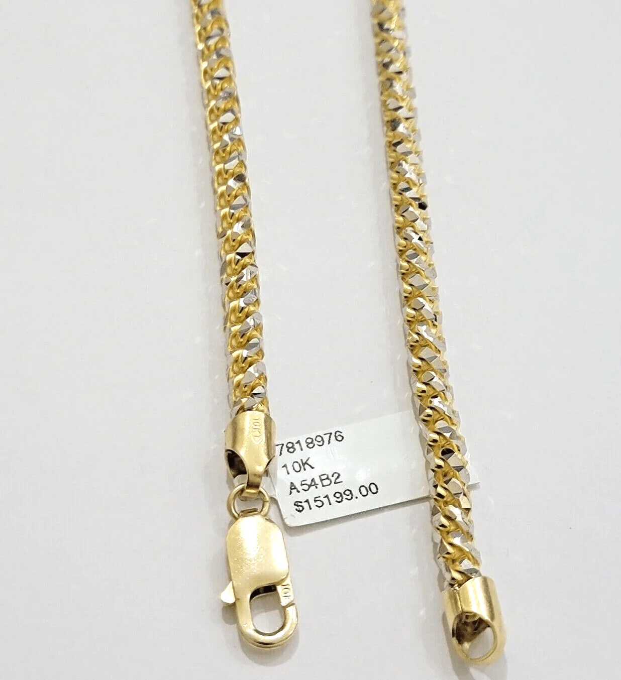 Solid 10k Yellow Gold Palm Box Chain Necklace Diamond cuts 4mm 26" Real 10KT - Image 6