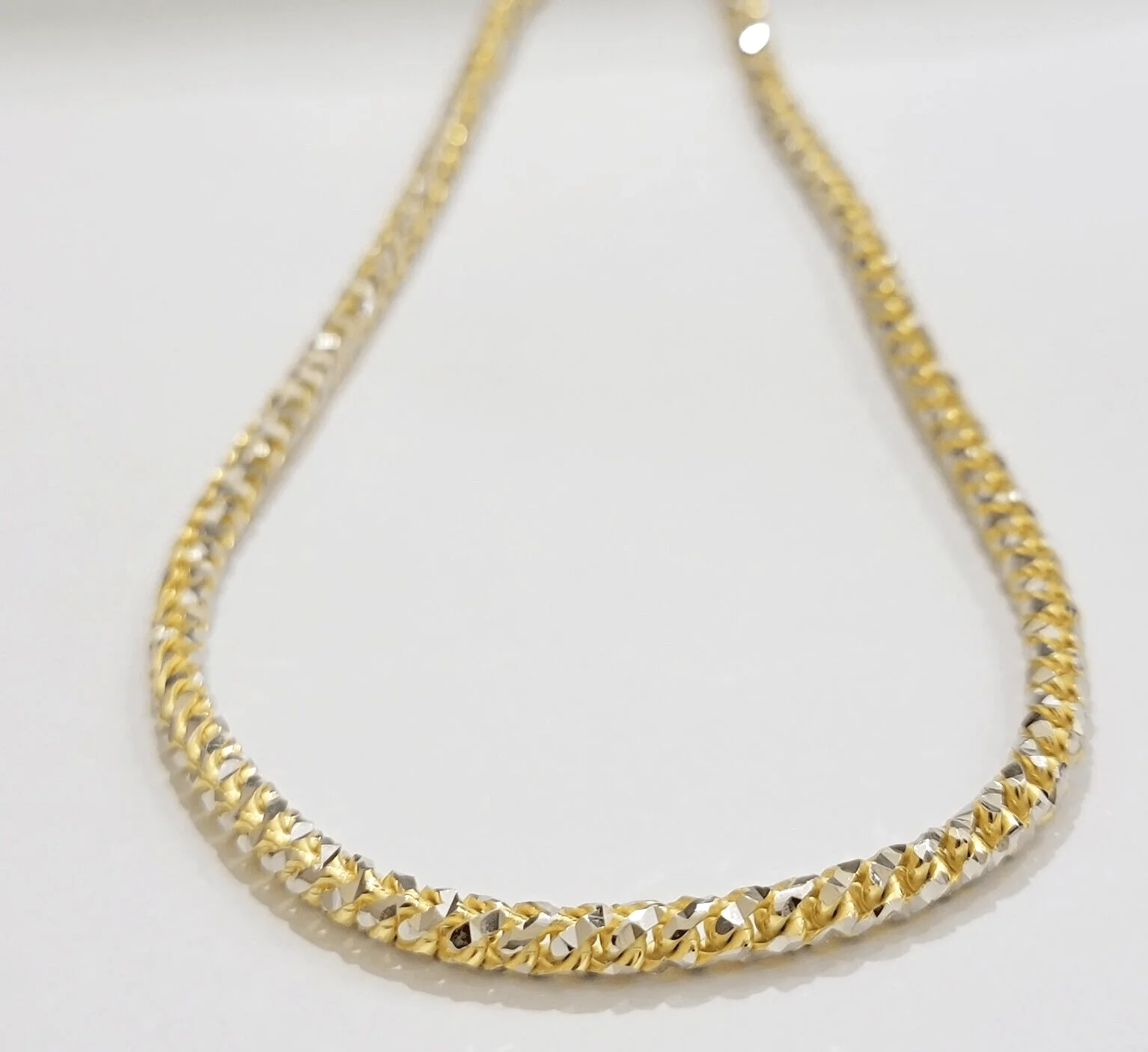 Solid 10k Yellow Gold Palm Box Chain Necklace Diamond cuts 4mm 26" Real 10KT - Image 7