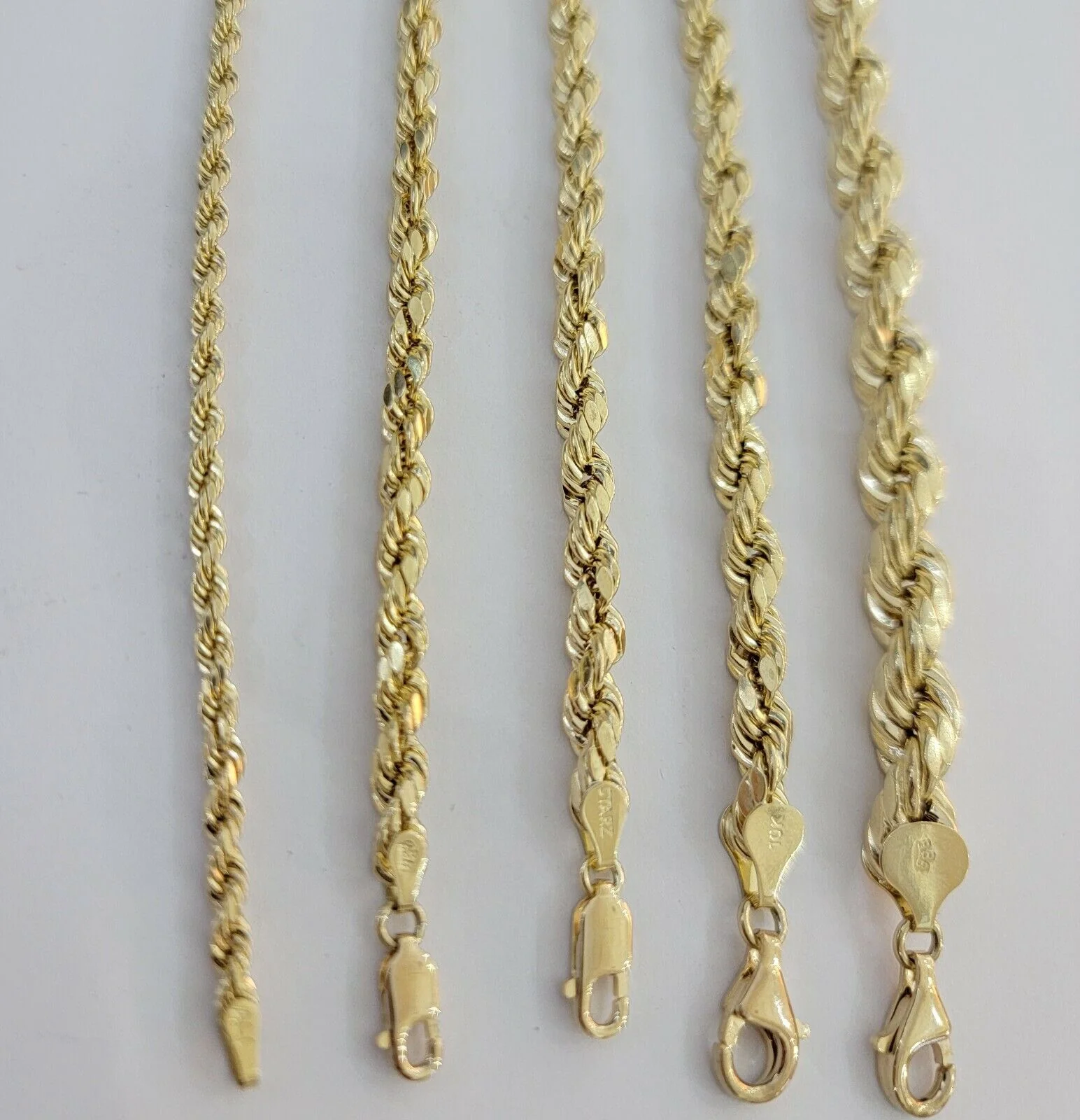 Solid 10k Yellow Gold Rope bracelet 7" 7.5" 8" 8.5" 9" Men Women 3mm- 9mm REAL - Image 3