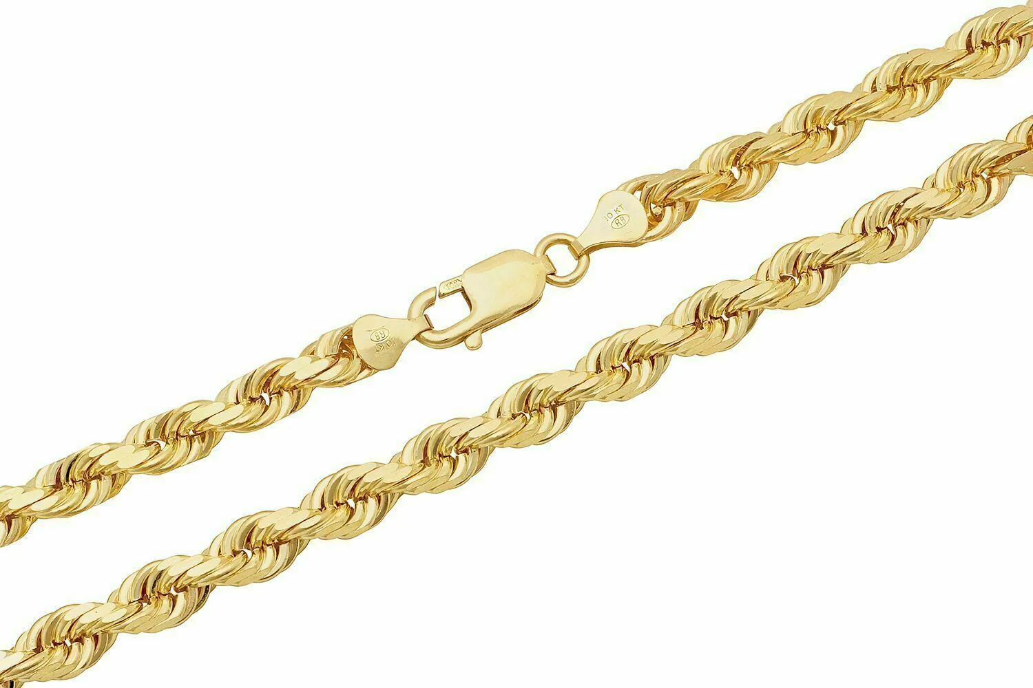 Solid 10k Yellow Gold Rope Chain 1mm-10mm Diamond Cut Pendant Necklace16"-30" - Image 14