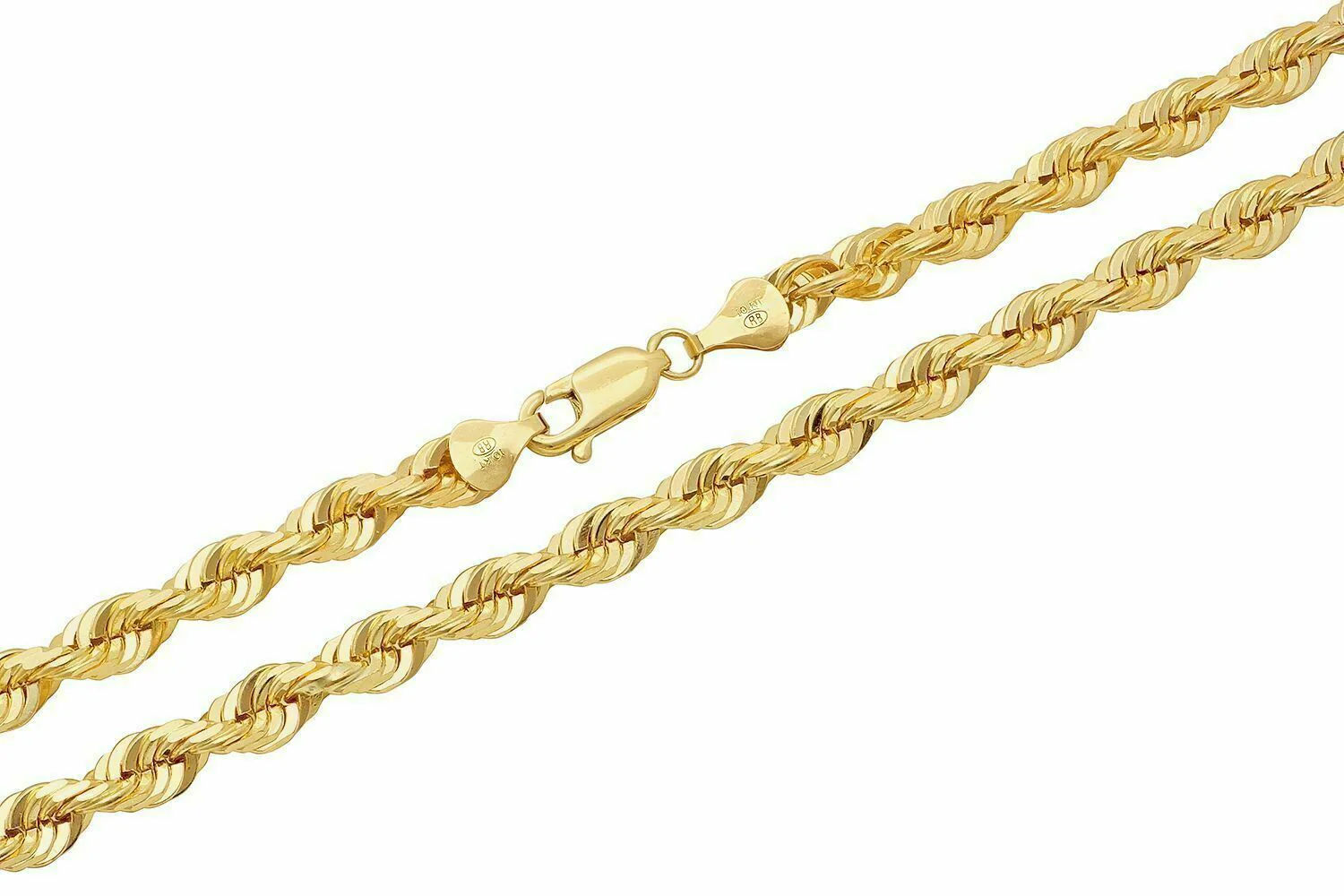 Solid 10k Yellow Gold Rope Chain 1mm-10mm Diamond Cut Pendant Necklace16"-30" - Image 8