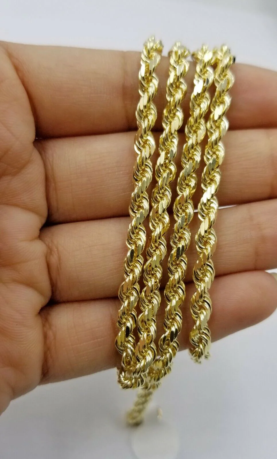 SOLID 10k Yellow Gold Rope Chain Diamond Cut 4mm 18" Ladies Brand new Chain Real - Image 3