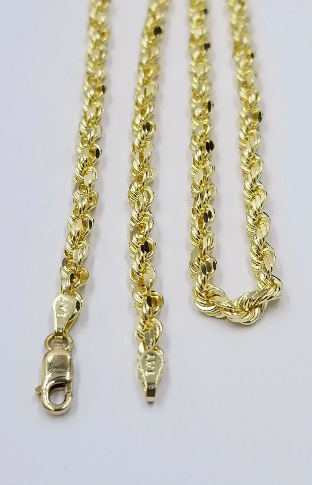 SOLID 10k Yellow Gold Rope Chain Diamond Cut 4mm 18" Ladies Brand new Chain Real - Image 5