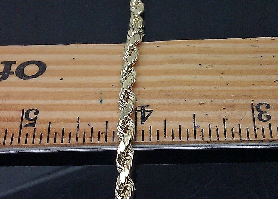 SOLID 10k Yellow Gold Rope Chain Diamond Cut 4mm 18" Ladies Brand new Chain Real - Image 7