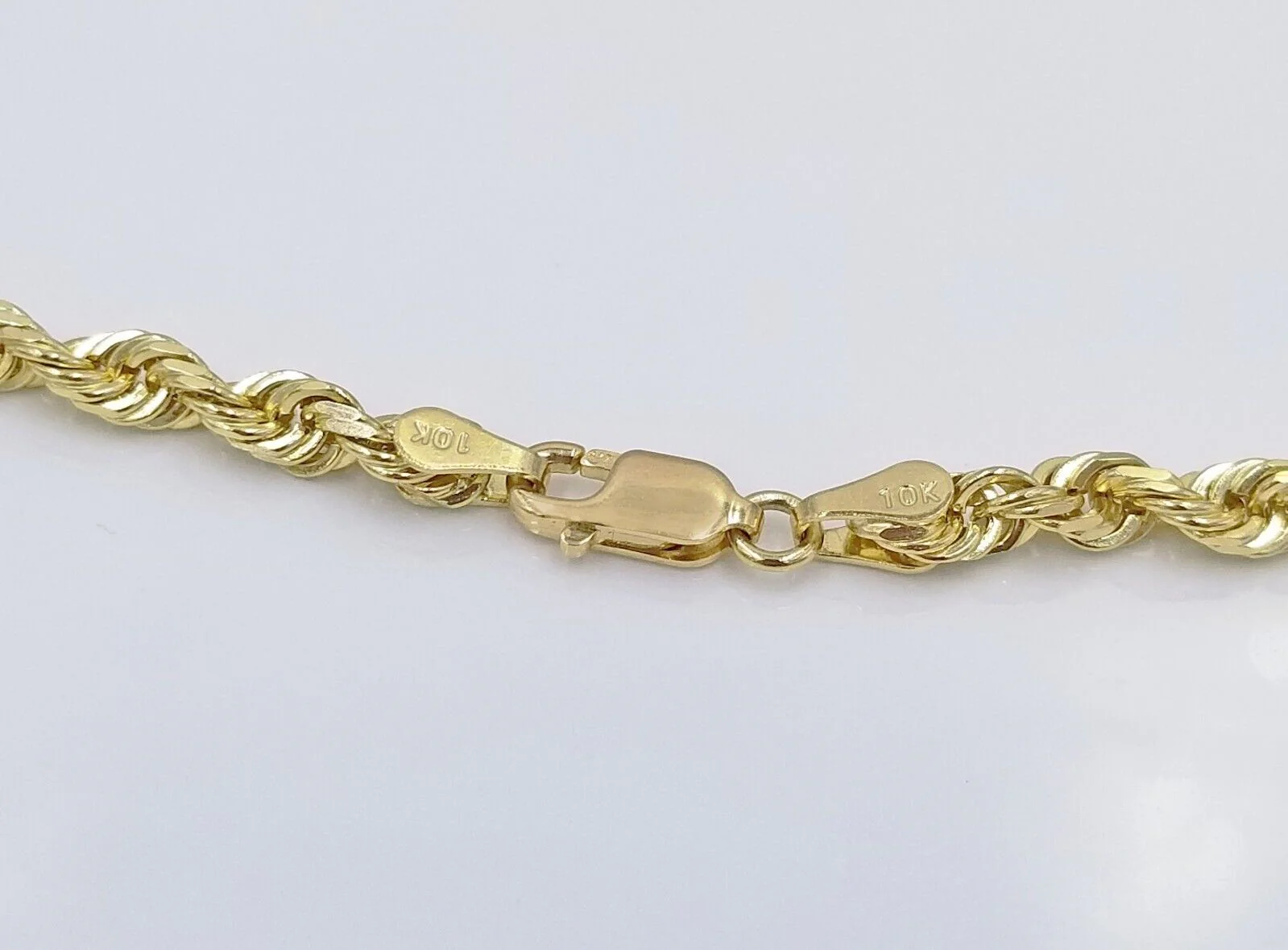Solid 10k Yellow Gold Rope Chain Necklace 24" inch 3.5 mm Diamond cuts Real 10kt - Image 2
