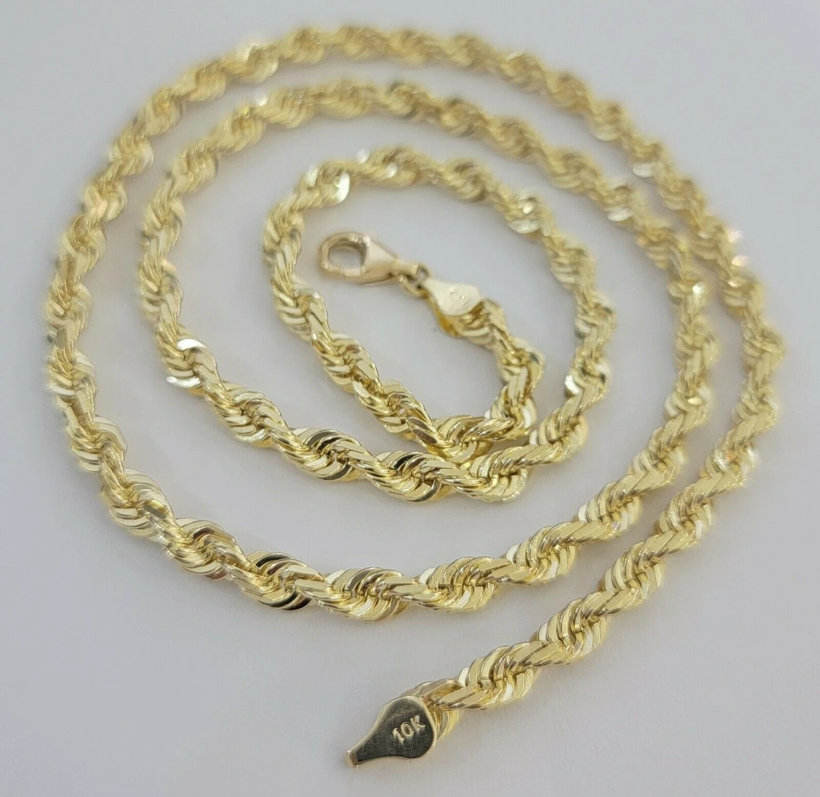 Solid 10k Yellow Gold Rope Chain Pendant Necklace 4mm-10mm Diamond Cut 18"-30" - Image 10
