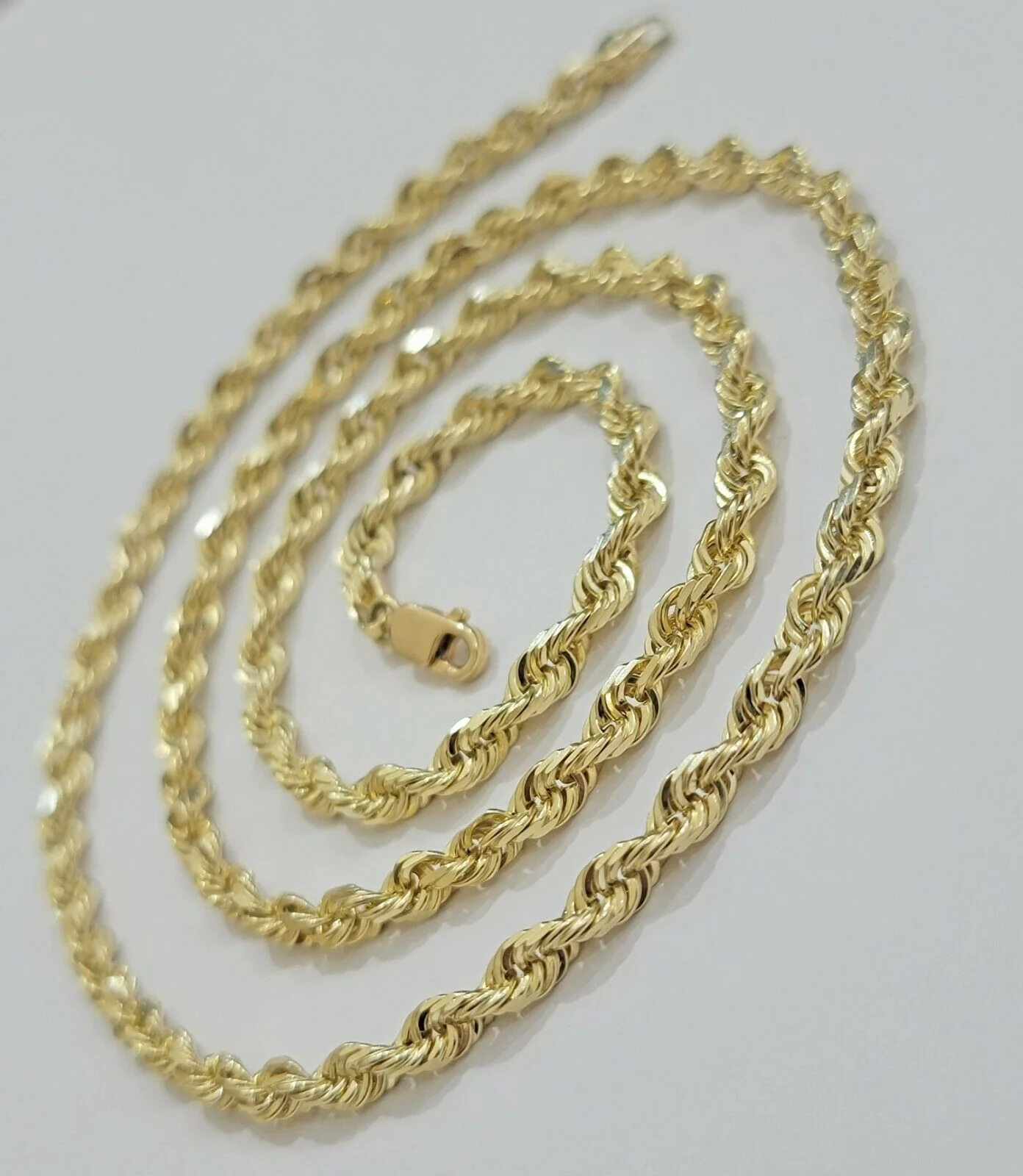 SOLID 10k Yellow Gold Rope Necklace 2 3mm 4mm 18"-30 Inch REAL 10 kt gold Chain - Image 9