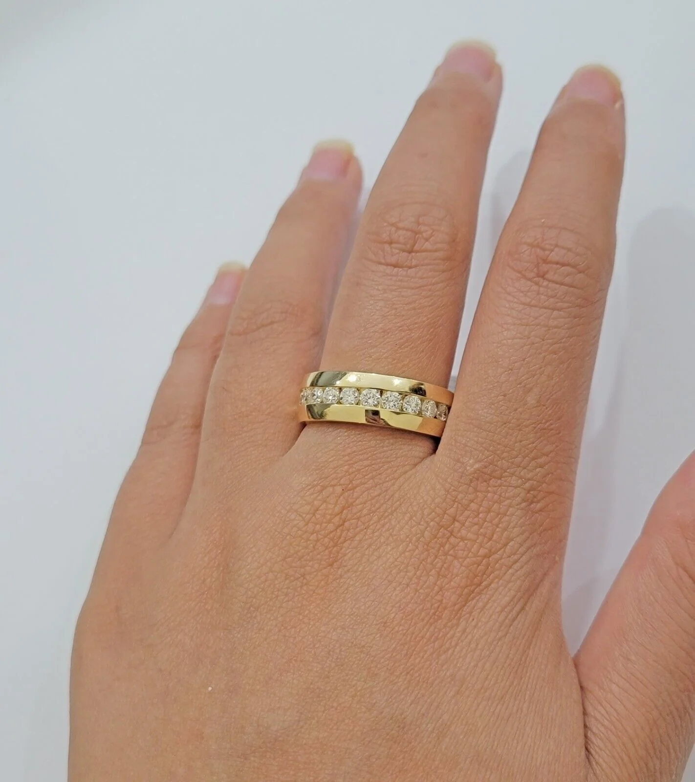 Solid 14k Gold 1CT Diamond Mens Band Wedding Engagement Ring REAL 14kt Yellow Gd - Image 5