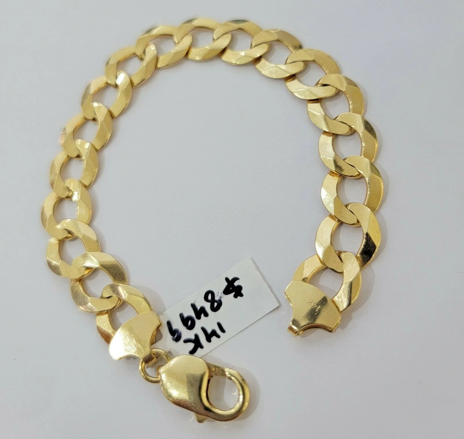 Solid 14k Gold Cuban Curb link Bracelet 8" 13.5mm 14kt Yellow Gold SOLID,Lobster - Image 2