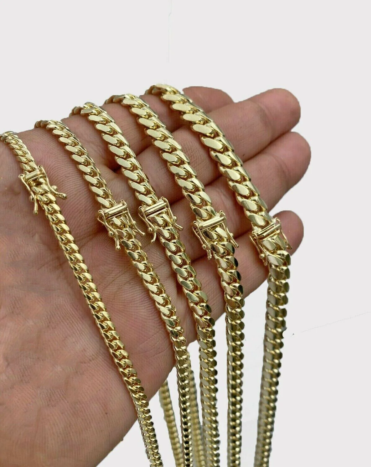 SOLID 14k Gold Miami Cuban link Chain Necklace 18"- 26" 3mm-6mm REAL 14kt Strong - Image 2