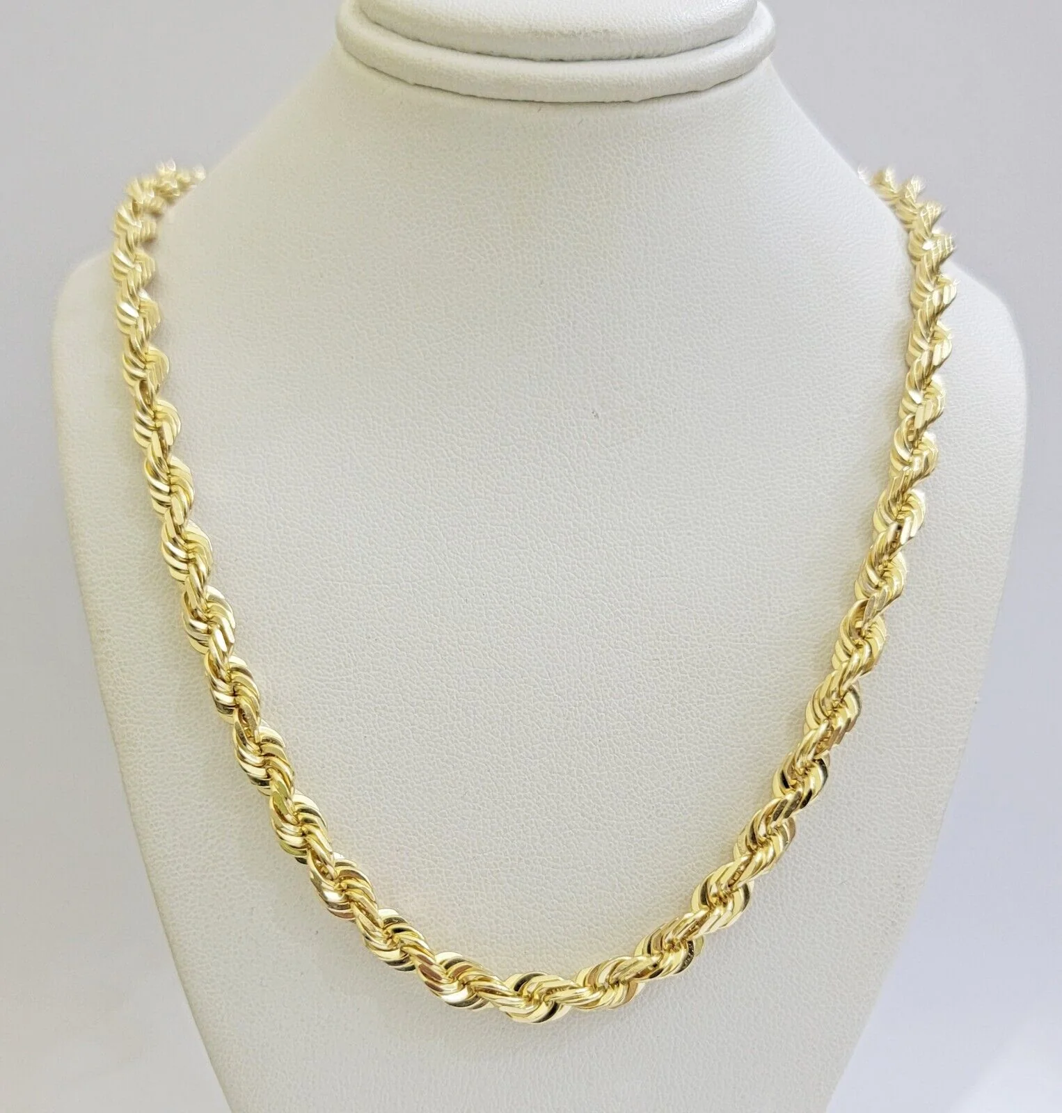Solid 14k Gold Rope Chain Necklace 20 Inch 6mm Real 14kt Yellow Gold Diamond Cut - Image 5