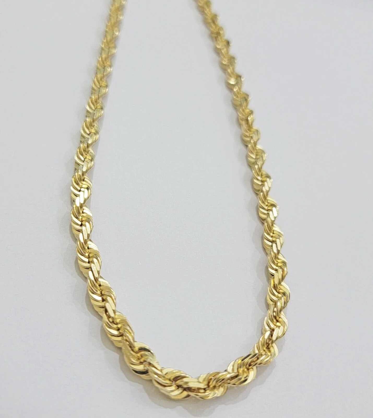 Solid 14k Gold Rope Chain Necklace 26 Inch 6mm Real 14kt Yellow Gold Diamond Cut - Image 4