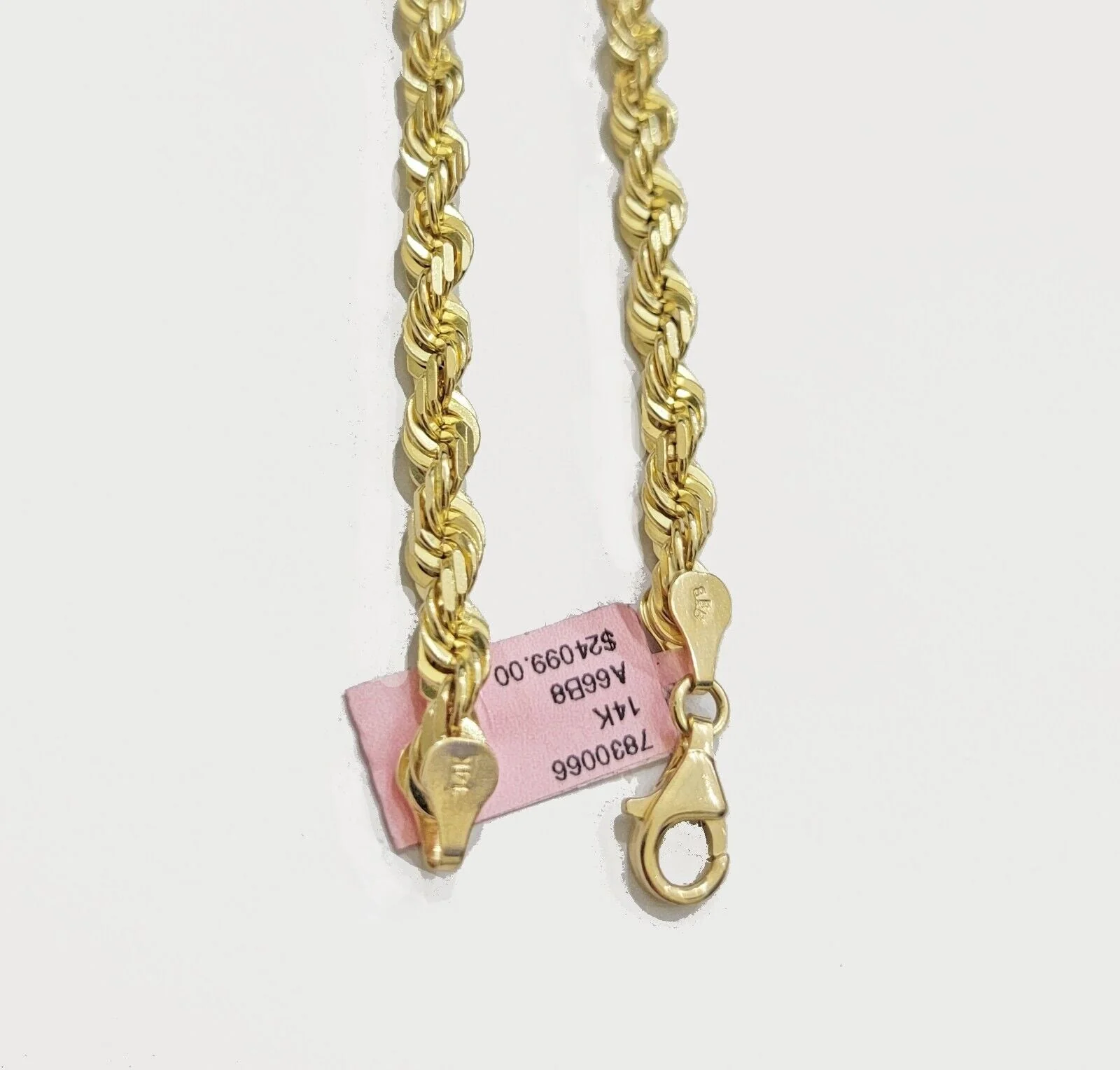 Solid 14k Gold Rope Chain Necklace 26 Inch 6mm Real 14kt Yellow Gold Diamond Cut - Image 7