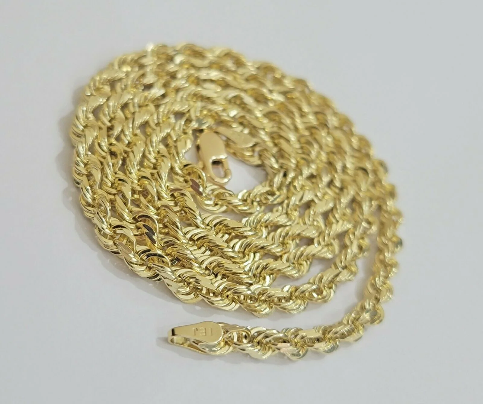 Solid 14k Gold Rope Chain Necklace 4mm 18"- 30" Inch REAL 14KT Yellow Gold - Image 11