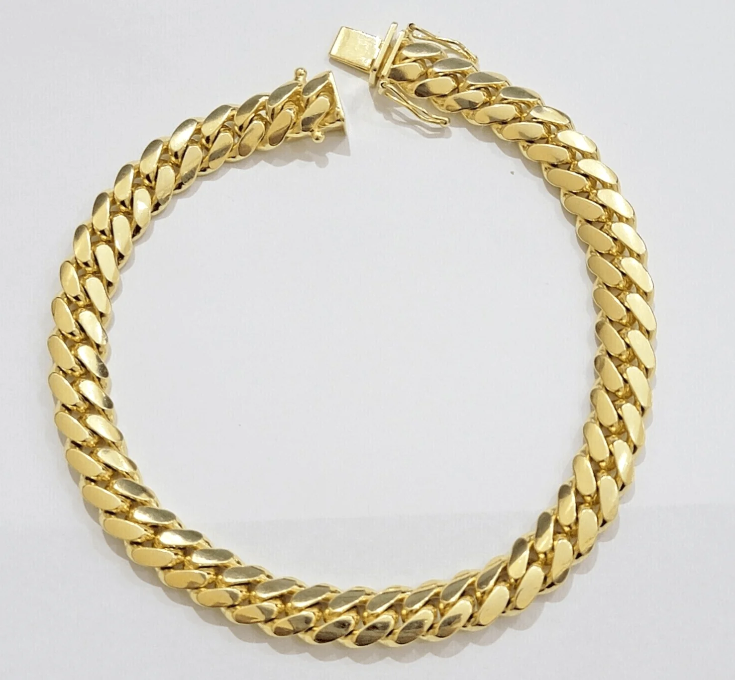 Solid 14k Yellow Gold Cuban Link Bracelet 8mm 7.5 Inch REAL Miami Links Foe Mens - Image 2