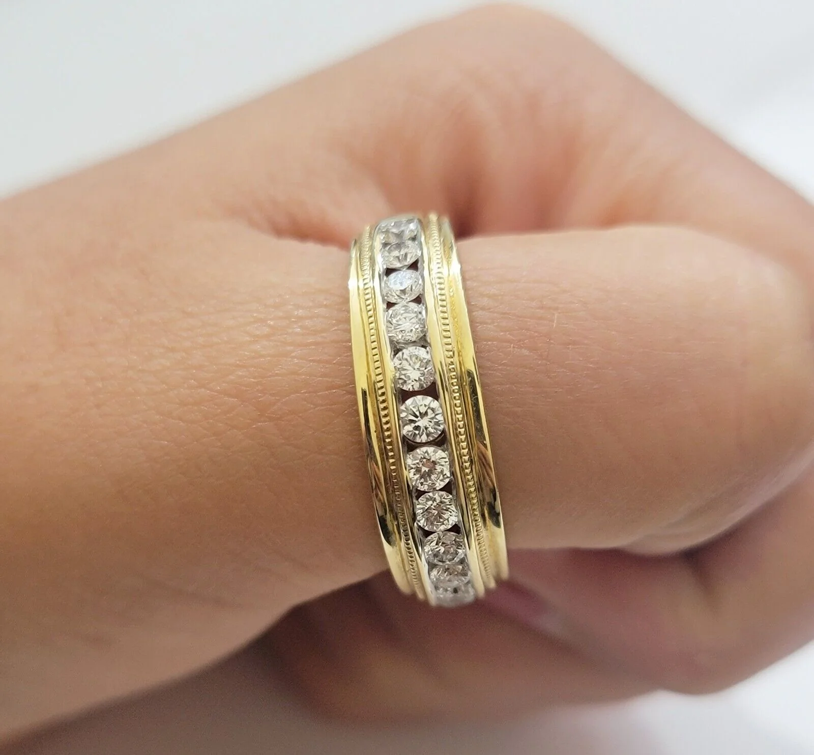 Solid 14k Yellow Gold Diamond Ring Men's Band 1CT Wedding Engagement, Genuine Ring Sizes 6,7,8,9,10,11 & 12 - Image 2