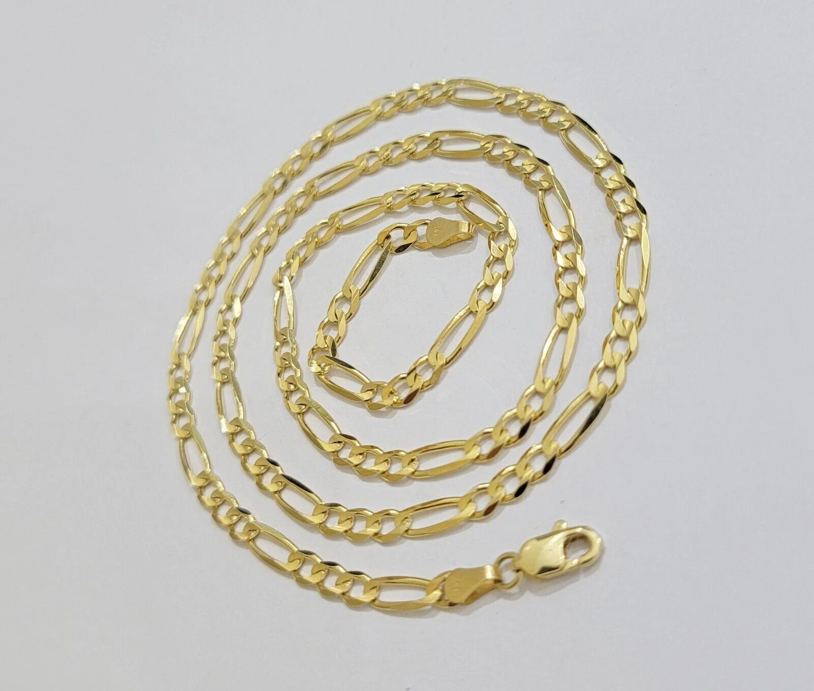 Solid 14k Yellow Gold Figaro chain Necklace 24 Inch 3.5mm Men's STRONG REAL 14kt - Image 3