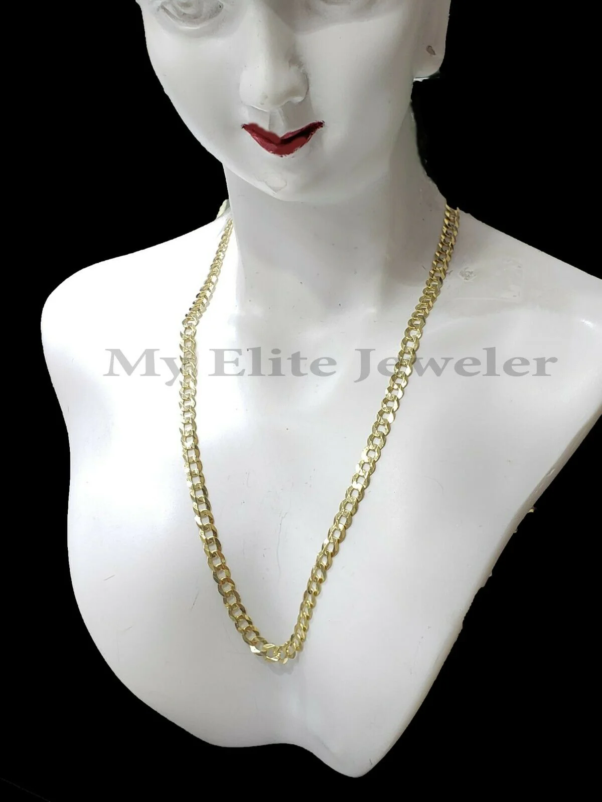 Solid 14k Yellow Gold Ladies Chain 20 Inch Cuban Curb Link Necklace 3.5MM STRONG - Image 5