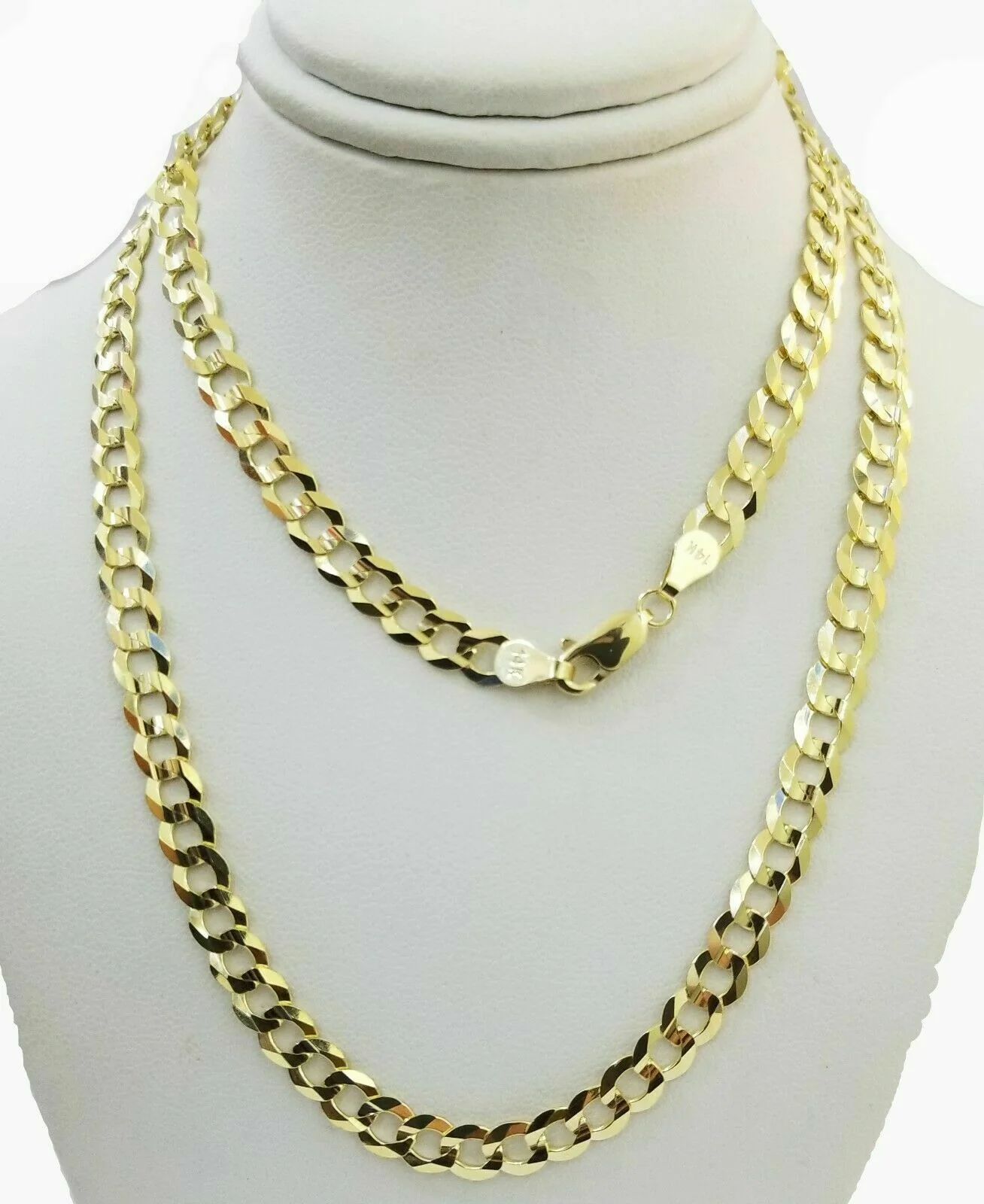 Solid 14K Yellow Gold Necklace Bracelet 3mm-10mm Curb Chain Cuban Link 7"- 30" - Image 16