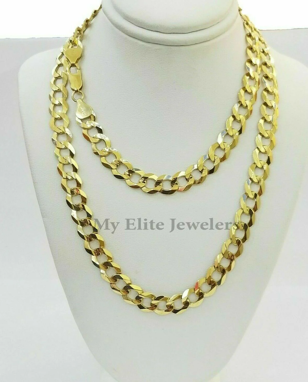 Solid 14K Yellow Gold Necklace Bracelet 3mm-10mm Curb Chain Cuban Link 7"- 30" - Image 18