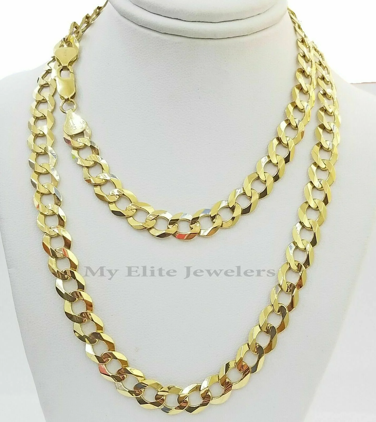 Solid 14K Yellow Gold Necklace Bracelet 3mm-10mm Curb Chain Cuban Link 7"- 30" - Image 19