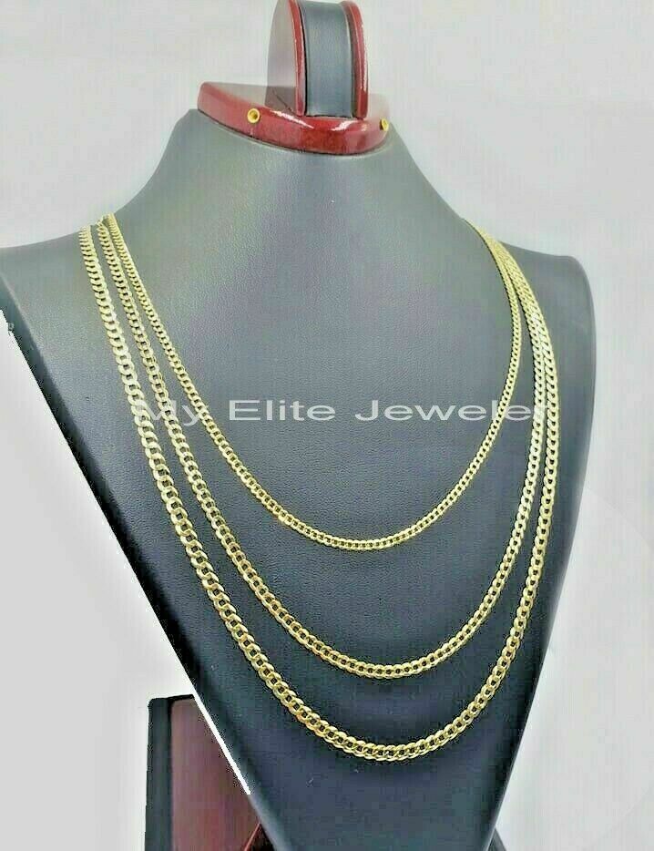 Solid 14K Yellow Gold Necklace Bracelet 3mm-10mm Curb Chain Cuban Link 7"- 30" - Image 20
