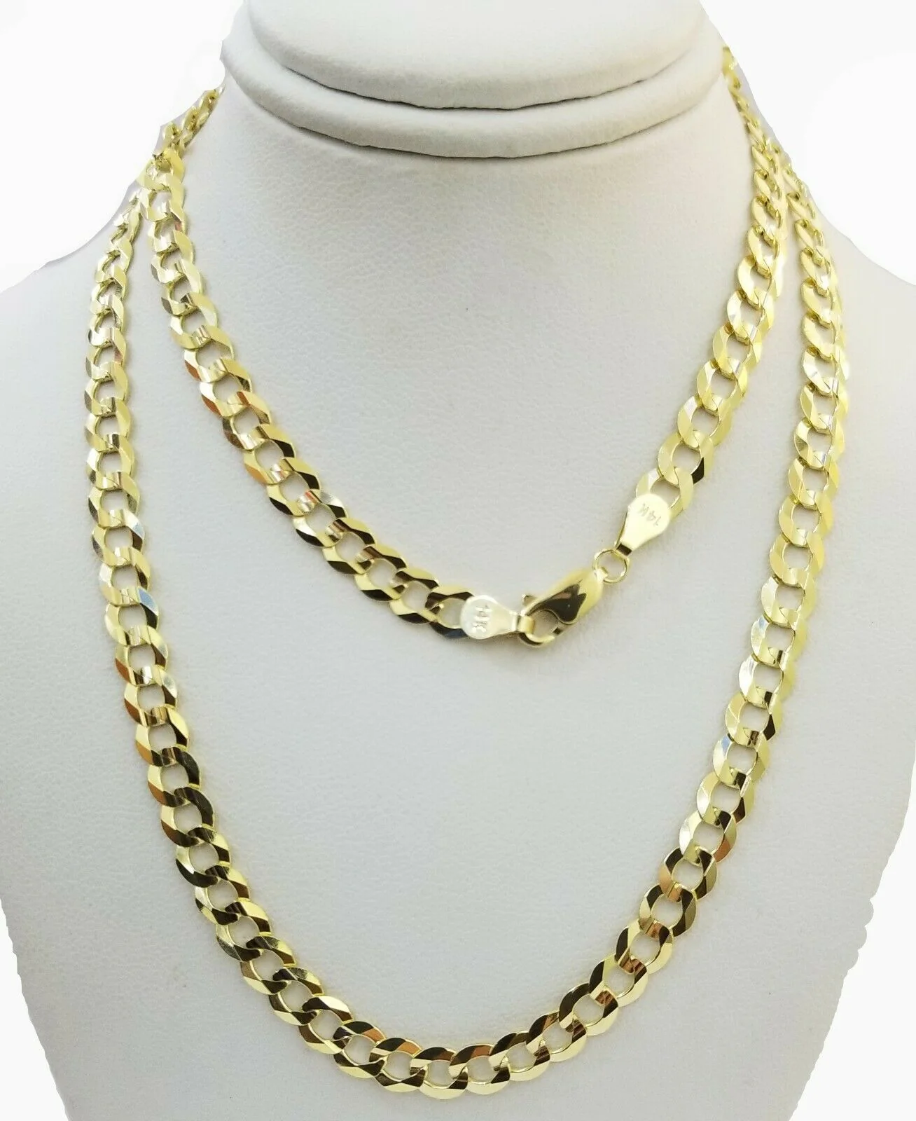 Solid 14K Yellow Gold Necklace Bracelet 3mm-10mm Curb Chain Cuban Link 7"- 30" - Image 5