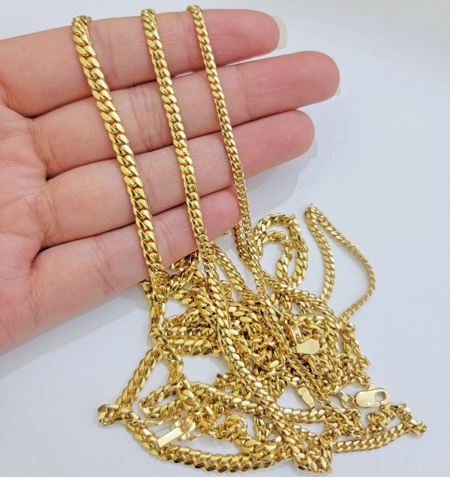Solid 18k Gold Chain Necklace Miami Cuban Link 2.5mm-4mm 18"-26 Inch Real 18kt - Image 12