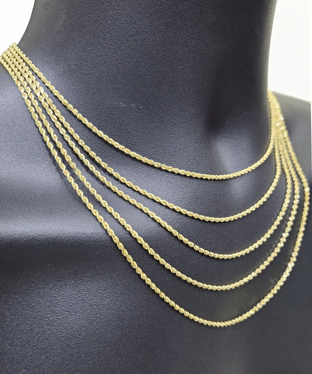 Solid 18k Gold Rope Chain Necklace 2mm 20'' Inch Real Men Women, 18ktYellow Gold - Image 3