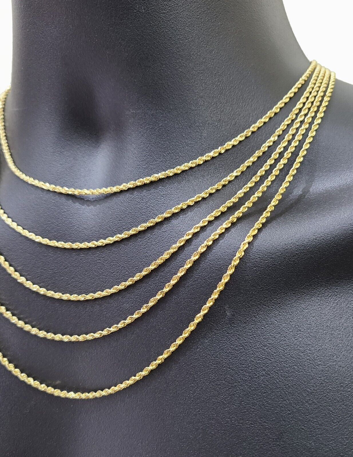Solid 18k Yellow Gold Necklace Rope Chain 2mm 20'' Inch Real 18kt Men Women - Image 3
