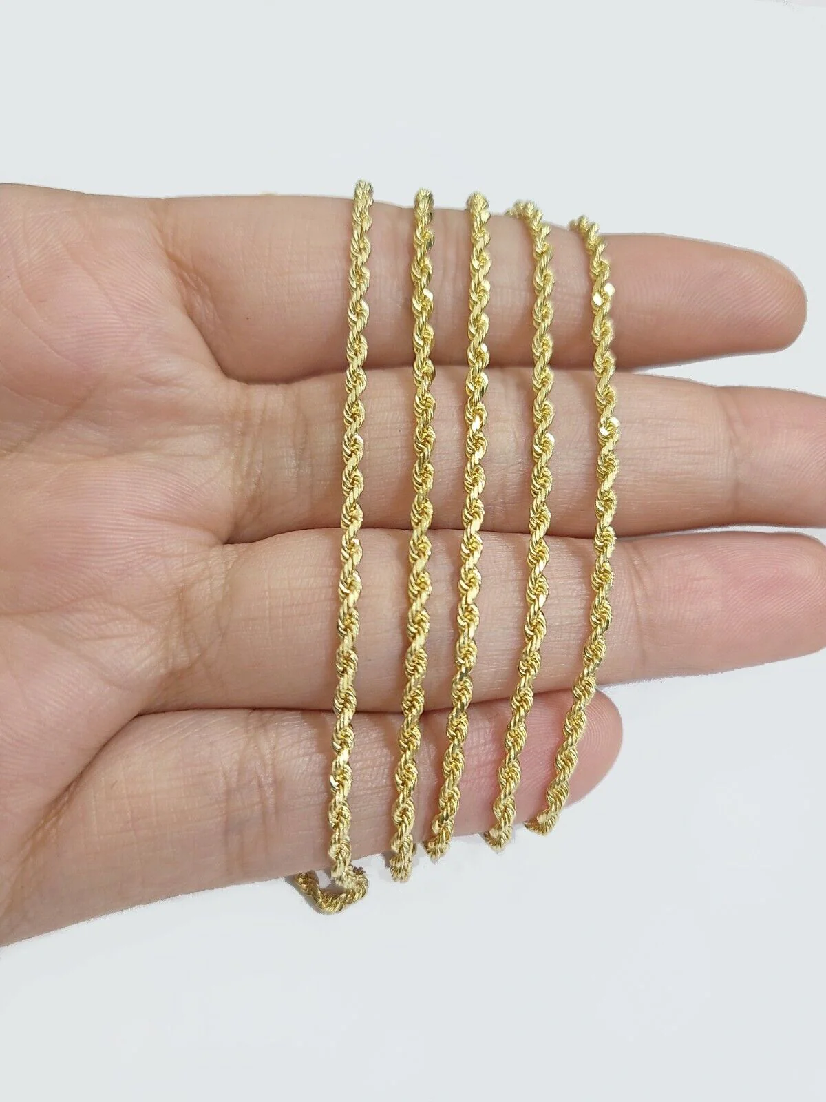 Solid 18k Yellow Gold Necklace Rope Chain 2mm 20'' Inch Real 18kt Men Women - Image 6