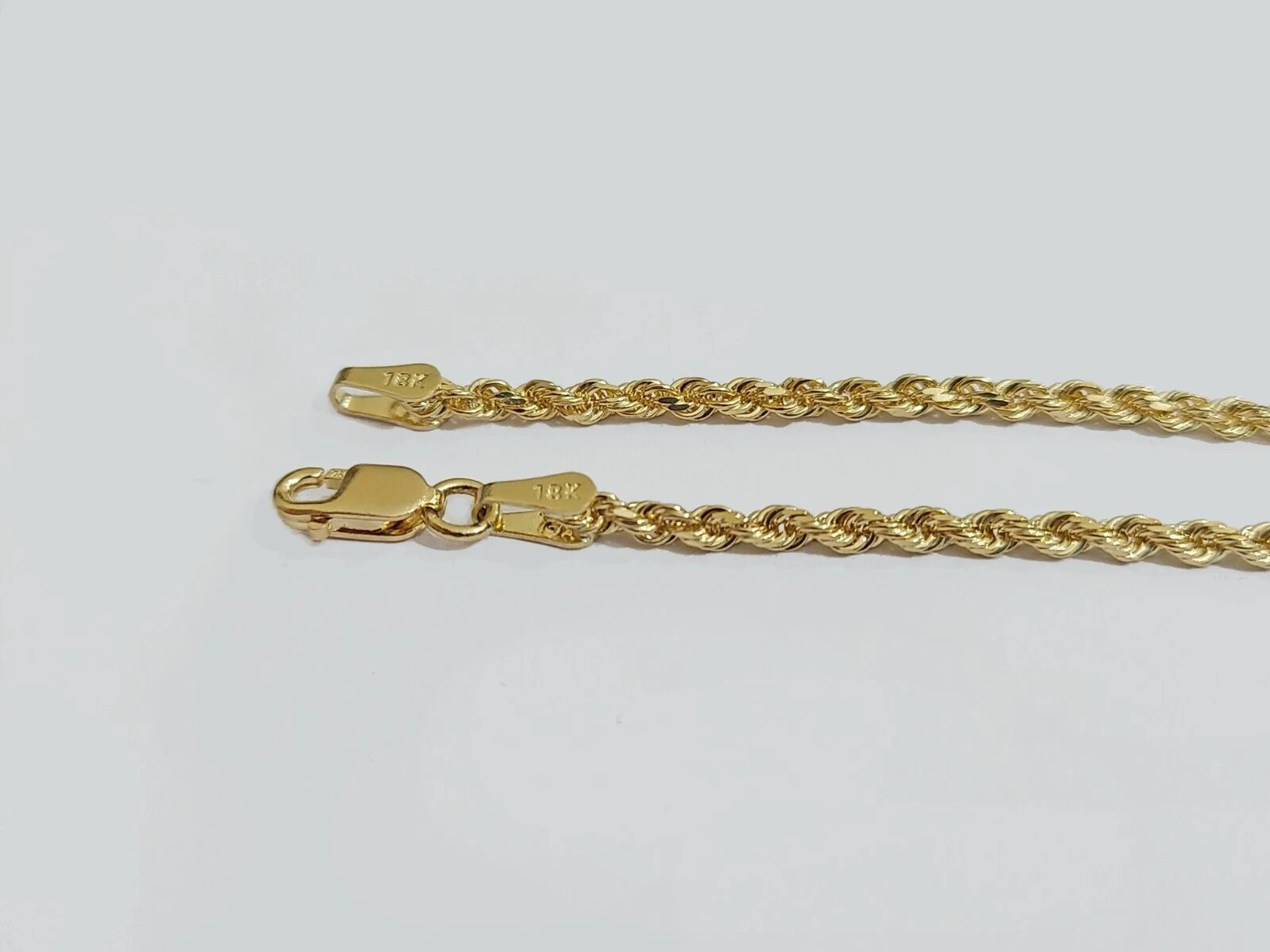 Solid 18k Yellow Gold Necklace Rope Chain 2mm 22'' Inch Real 18kt Men Women - Image 9
