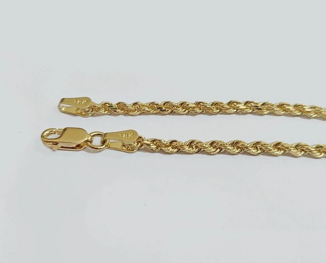 Solid 18k Yellow Gold Rope Chain Necklace 2mm 16-24 Inch Diamond Cut 18kt - Image 5
