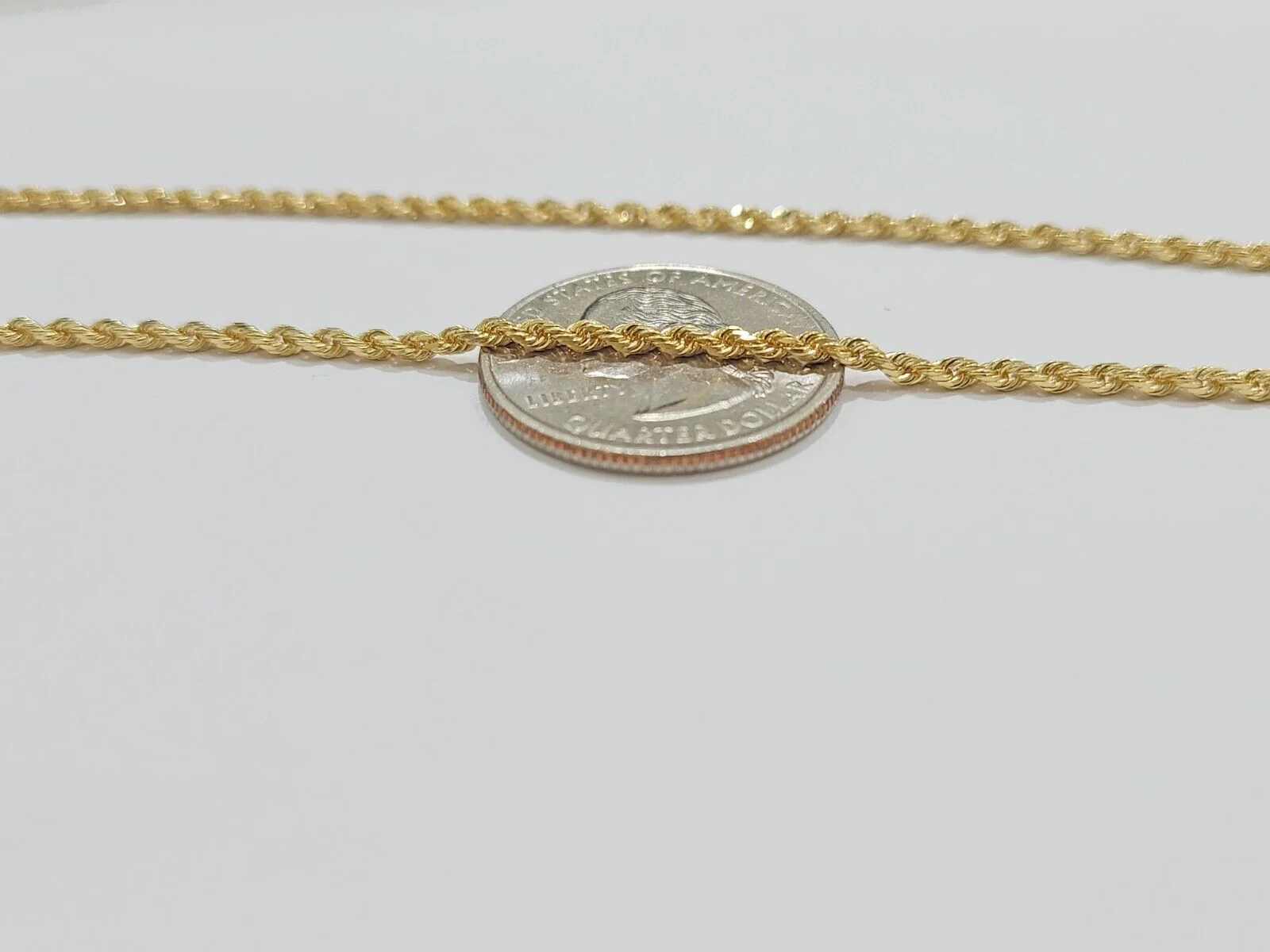 Solid 18k Yellow Gold Rope Chain Necklace 2mm 16-24 Inch Diamond Cut 18kt - Image 7