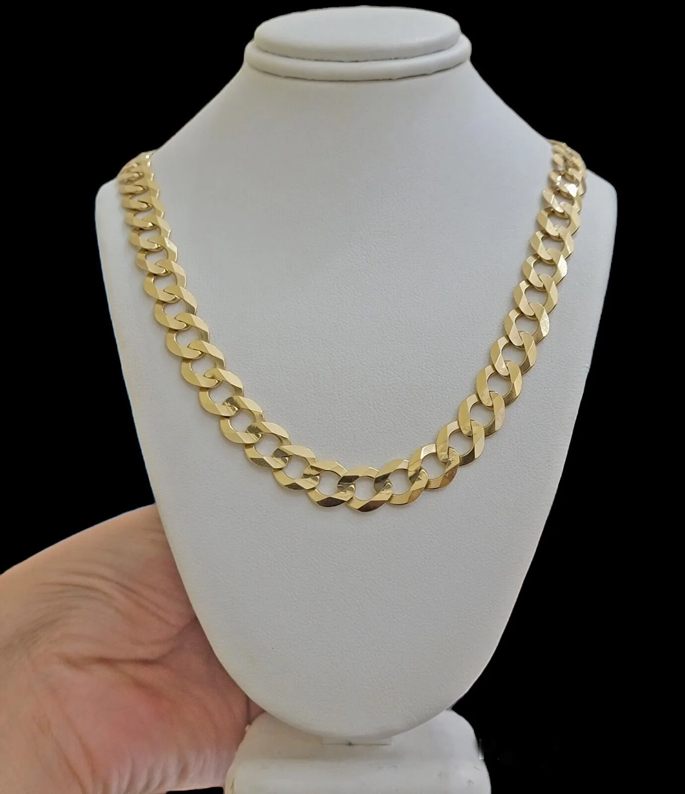 Solid 9mm 10k Gold Chain Cuban Curb Link Necklace 22" Inch Mens REAL 10KT Heavy - Image 5